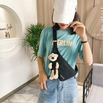 China New Fashionable Cartoon Korean Style Anti-theft Canvas Sports Pussy Pack Casual Waist Bag For Girls for sale