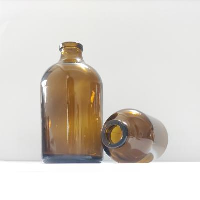 China Sodium Calcium Borosilicate Molded Glass Vial 50ml 100ml Amber Glass Pharmaceutical Bottle for sale