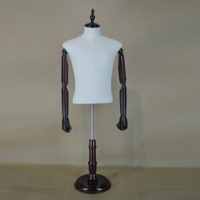 China Other Adjustable Wooden Arms Half Body Male Mannequin For Clothes Display for sale