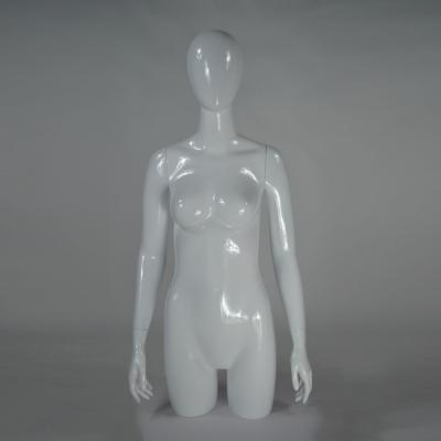 China Cloth Male Mannequin With Hand Wooden Glossy White Fiberglass Upper Body Female Mannequin for sale