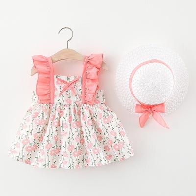 China New Arrival Summer A741 Floral Girl's Breathable Cotton Suspender Skirt 1-4 Skirt Princess Dress for sale