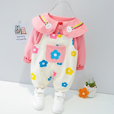 China Korean Style 898 Spring New Arrival Two Piece Suit With Lapel Shirt&Flower Suspenders Korean Soft Style for sale