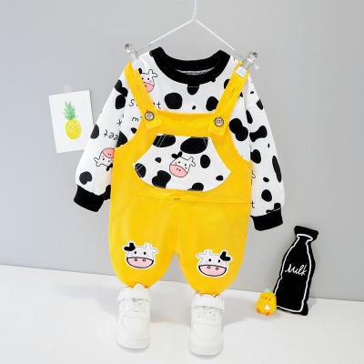 China Korean Style 2021 Spring New Arrival Two-Piece Suit With Pullover&Suspenders Cow Pattern Spot Decoration Sweater 891 for sale