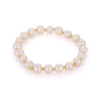 China Environmental friendly natural pearls for jewelry making 7-9mm flattened pole flattened freshwater pearl bracelet elastic mother bracelets gift for sale