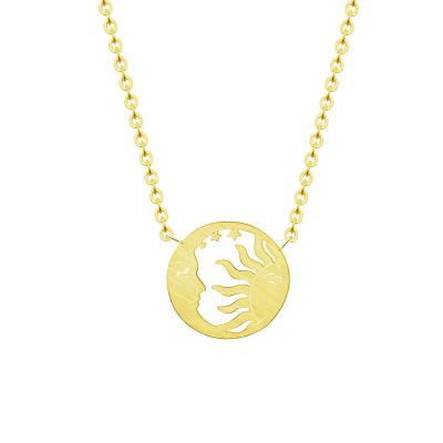 China Environmental friendly gold plated custom made stainless steel sun and moon in tarot necklace jewelry for women for sale