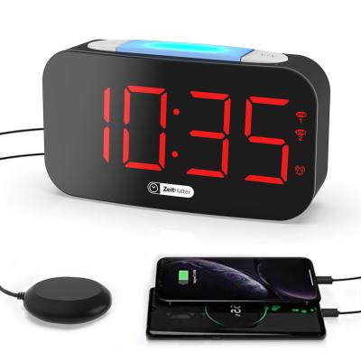 China Best Selling LUMINOVA Multifunctional Led Lamp Shaker Alarm Clock Seven-Color Alarm Clock Led Deaf-Mute Custom Desk Clock With Charger for sale