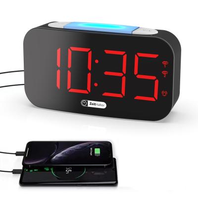 China New Gift Radio Led Digital Travel Clock Alarm Clock Usb Charger Night Light Nap Black Plastic Table Alarm Clock for sale