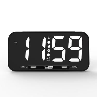 China 2USB Charger New Antique Style Alarm Clock Color Screen Modern Design Digital Wall Clock Big Large for sale