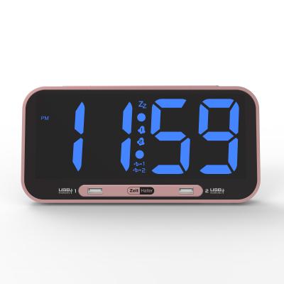 China Large Antique Style Kitchen Display 2 Alarm Digital Led Wall Clock Large Usb Charger Port Clock for sale