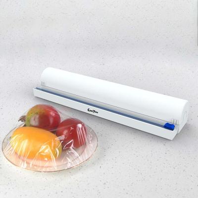 China Safe and convenient food viable cling film slitter cling film dispenser suction cup bottom fixed film roll slitter for sale