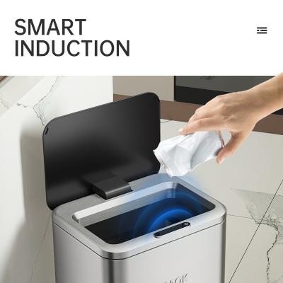 China Induction Bins Stainless Steel Metal Dust Bin Smart Sustainable Smart Waste Bins For Indoor 3L/9L/12L/20L/30L for sale