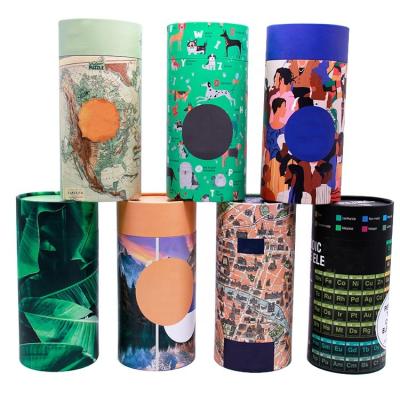 China Handmade Advanced Custom Logo Cylindrical Cans Cardboard Cylindrical Round Box Paper Tube Packaging Box Cosmetic Tea Gift for sale