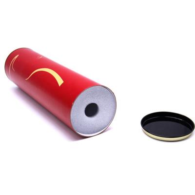 China Handmade Environmental Friendly Matte Black Cylindrical Round Small Wine Glass Tube Bottle Paper Box Packaging Tube With Iron Lid for sale