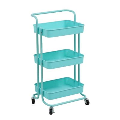 China Estante de almacenamiento de cocina plastic kitchen storage trolley cheap viable rolling service cart plastic rack with wheels for sale