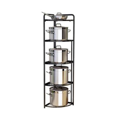 China 5 Layer Metal Wire Unit Kitchen Storage Shelving Workable Corner Shelving Multilayer Rack for sale