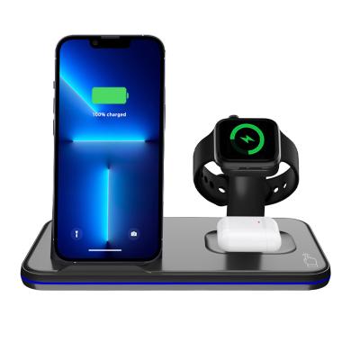 China Mobile Phone Charging New Products Wireless Charger A9 4 In 1 15W QI Mobile Phone Wireless Charging Accessories With Light for sale