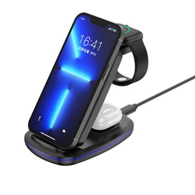 China Watch Mobile Phone Best Qi Wireless Charger Earbuds LIANXIANG 2022 Logo Station Phone Foldable Custom 3 in 1 Magnetic Phone Charger for sale