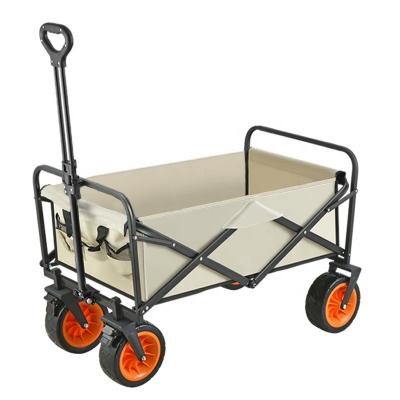 China Customized Portable Four Wheel Folding Folding Cart Camping Sturdy Steel Trolley Trolley Sturdy Steel Trolley Beach Camping Garden Cart for sale