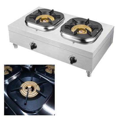 China Hotel Stainless Steel Cast Iron Hotel and Restaurant 2 Burner Gas Stove Portable Gas Cooker Cooktop for sale