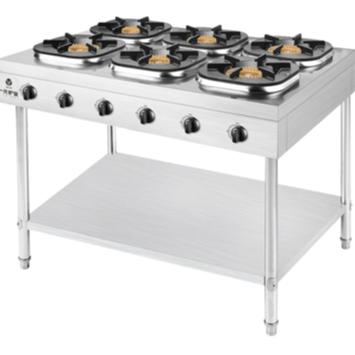 China Hotel kitchen cooktops restaurant gas cooker standing 6 burner gas stove for commercial for sale