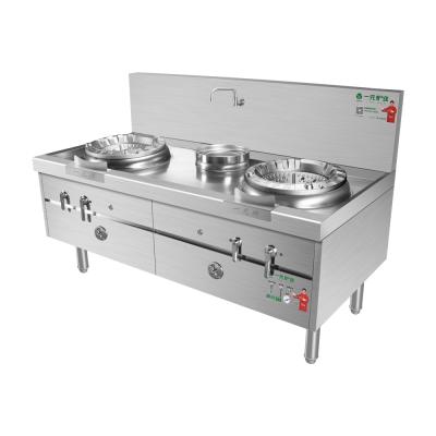 China Hotel Factory Direct Sale Commercial Stainless Steel Kitchen Equipment 2 Burner Gas Wok Range Large For Cooking Gas Stove 1.8meters for sale