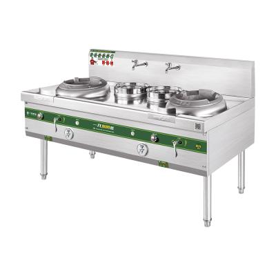 China Chinese Food Cooker 2burner Gas Stove Large Hotel Restaurant Kitchen High Quality Stainless Steel Stove for sale