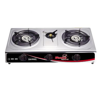 China Household OEM CE Vietnam Ignitin Gas Cooker Cooktop Stainless Steel Piezo Automatic 3 Burner Gas Stove for sale