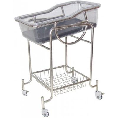 China Stainless Steel Frame Hospital Baby Bed Cart Four Silent Wheels With Cross Brakes for sale