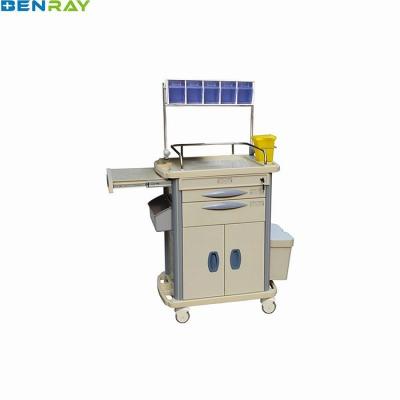 China Centralized Lock Stainless Steel Guard Rail ABS Anesthesia Trolley for sale