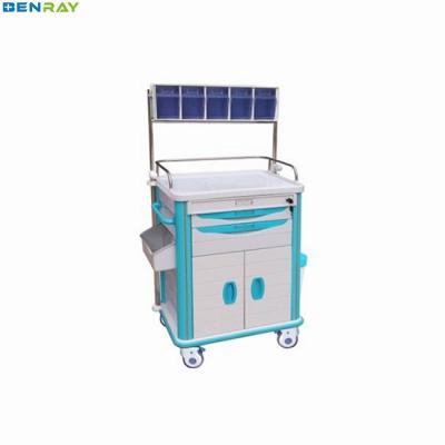 China Stainless Steel Guard Rail ABS Anesthesia Trolley 625 X 475 X 920mm for sale