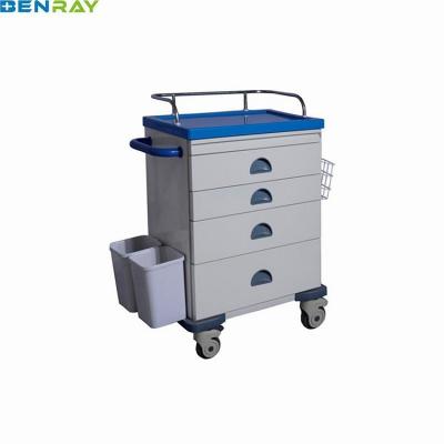 China 610 X 410 X 890mm Steel Anesthesia Trolley 4 Drawers 2 Dustbins for sale