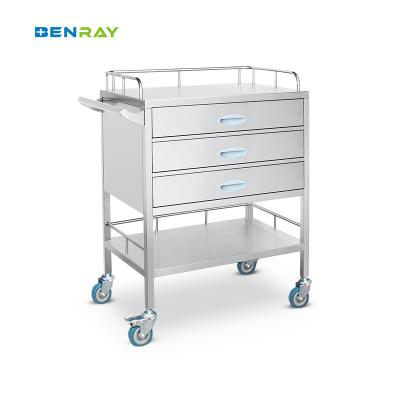 Chine Hôpital 3 tiroirs Chariot médical en acier inoxydable à vendre