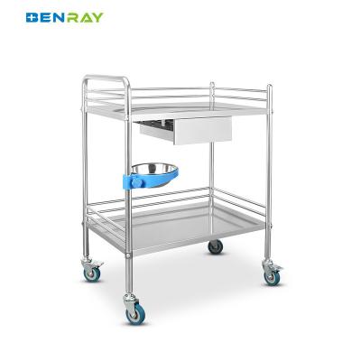 China 2 Layers 1 Drawer Hospital Stainless Steel  Medical Instrument Trolley for sale