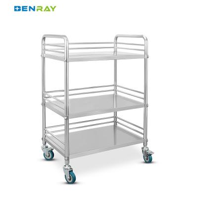 China 3 Layer Hospital Stainless Steel  Medical Instrument Trolley for sale