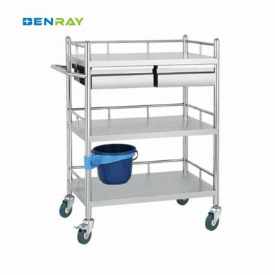 Cina 3 strati Ospedale in acciaio inossidabile Medical Instrument Trolley in vendita