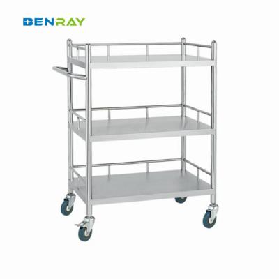 China 3 Layer Hospital Stainless Steel  Medical Instrument Trolley for sale