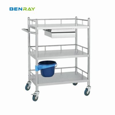 China 3 Layer Hospital Stainless Steel  Medical Instrument Trolley for sale