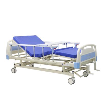 China Manual 2 Cranks Medical Hospital Bed With Dining Table for sale