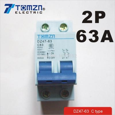 China 2P 63A 400V~ 50HZ/60HZ Circuit Breaker AC MCB Safety Breaker C 6KA for sale