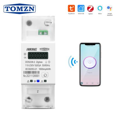 China Zigbee Pass Tuya Single Phase 65A Din Rail WIFI Smart Energy Meter Timer Monitor KWH Meter 110V 220V 50/60Hz DDS238-2WIFI for sale