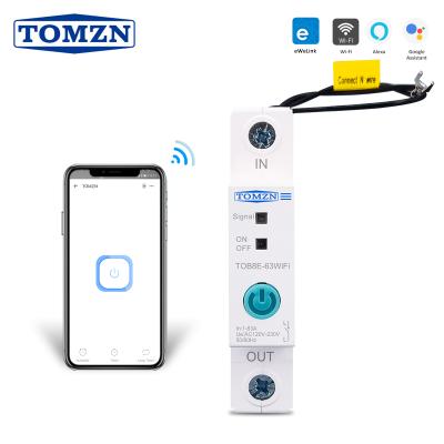 China Ewelink APP Remote Control 63A Din Rail WIFI Circuit Breaker Smart Switch for Smart Home 18mm 63A Without Dimming Function TOB8E-63WIFI for sale