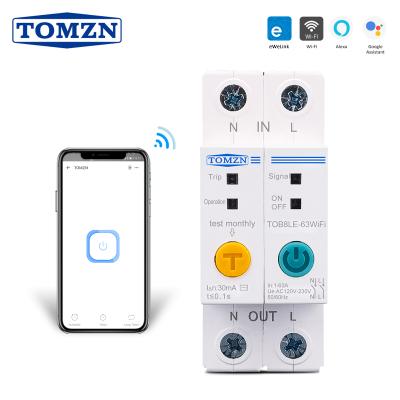 China Ewelink APP Remote Control 63A Din Rail WIFI Circuit Breaker Smart Switch for Smart Home 63A with Leakage Protection TOB8lE-63WIFI for sale