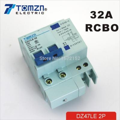 China DZ47LE 2P 32A 230V~ 50HZ/60HZ Residual Current Circuit Breaker With Over Current And Leakage Protection RCBO 4KA for sale