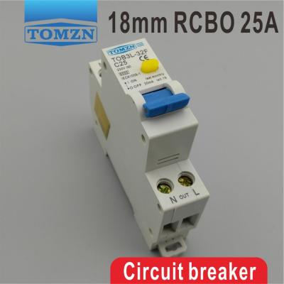 China TOB3L-32F 18MM RCBO 25A 1P+N 6KA Residual Current Circuit Breaker With Over Current And Leakage Protection 6KA for sale