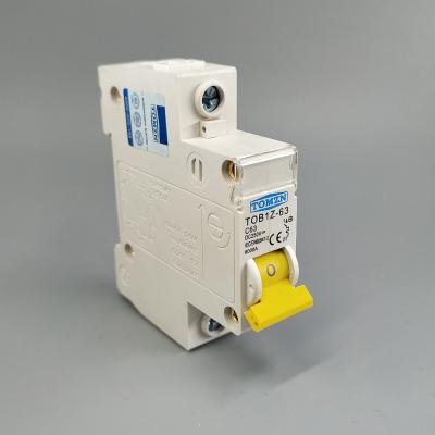 China 1P DC 250V Circuit Breaker MCB C Single Curve Single Pole DC Fuse For PV TOB1Z-63 for sale