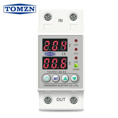 China 40A Din Rail 230V Adjustable Over Voltage And Under Voltage Protection Device Protector Relay TOMZN TOVPD1-40-EC TOVPD1-40-EC for sale