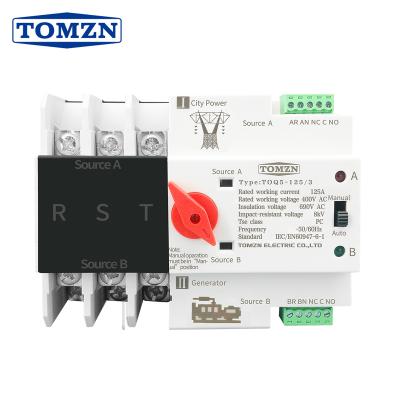 China 3P 3 Phase Din Rail ATS Dual Electrical Uninterrupted Power 63A 100A 125A TOQ5 Automatic Power Transfer Switch Selectors for sale