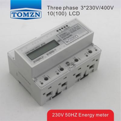 China 10(100) ONE 3*230V/400V 50HZ 3*230V/400V 50HZ Three Phase KWH Watt Hour Din Rail Energy Meter LCD DDS238-7 for sale