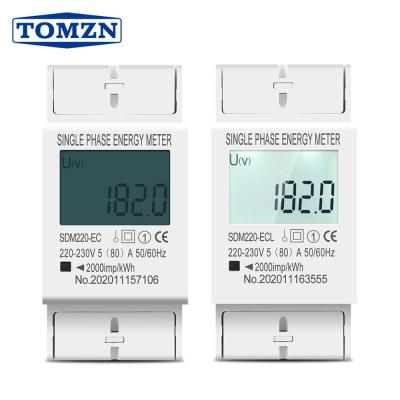 China Din Rail 80A 220V 230V 50Hz/60Hz Single Phase LCD Digital Display Power Electric Energy Meter KWH Two Wire AC (L) for sale