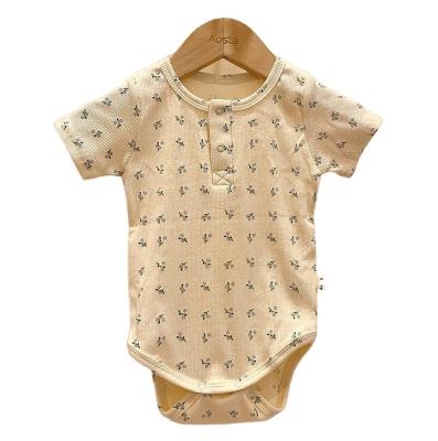 China Soft Comfortable Baby Bodysuits For Boys And Girls Short Sleeved Cartoon Print Cotton Bodysuit Newborn Infant Baby Clothes for sale